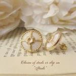 Vintage Nautical Style Earrings, Gold And White..