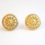 Vintage Nautical Style Earrings, Vintage Button..